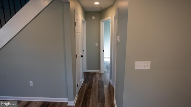 hall featuring dark hardwood / wood-style flooring