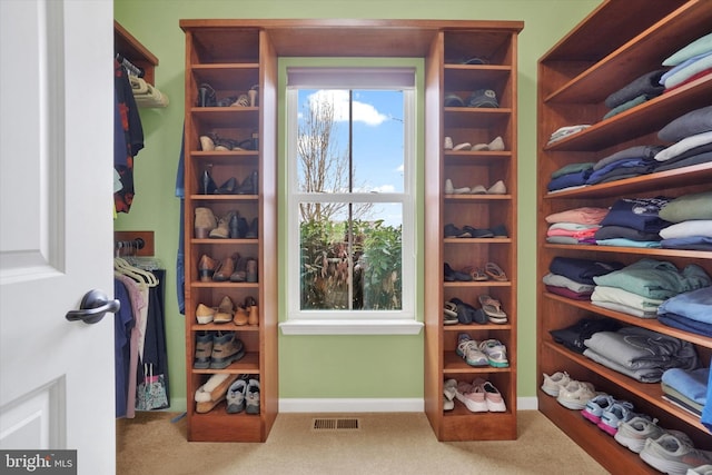 spacious closet with carpet floors