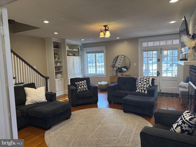 living room with wood-type flooring