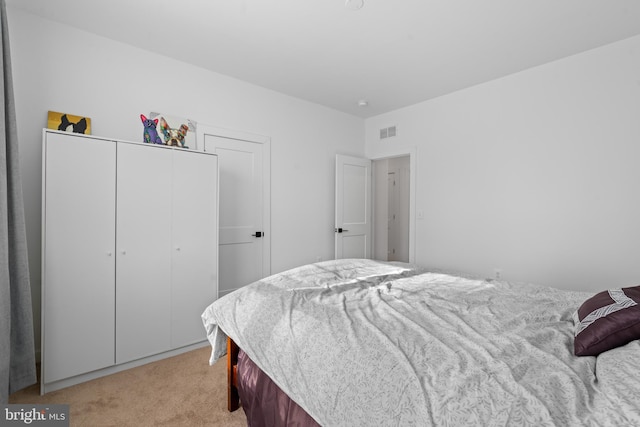 carpeted bedroom featuring a closet