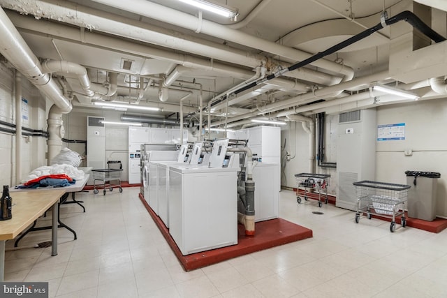 basement featuring separate washer and dryer