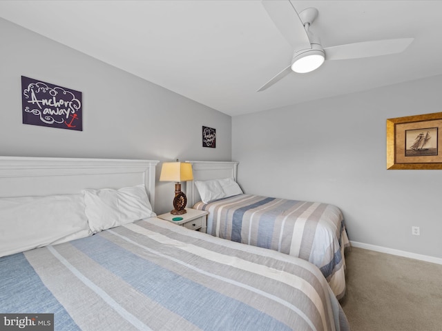 bedroom with carpet and ceiling fan