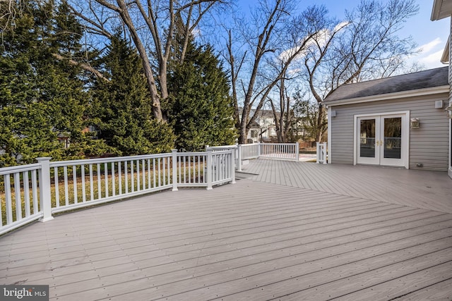 wooden deck with french doors