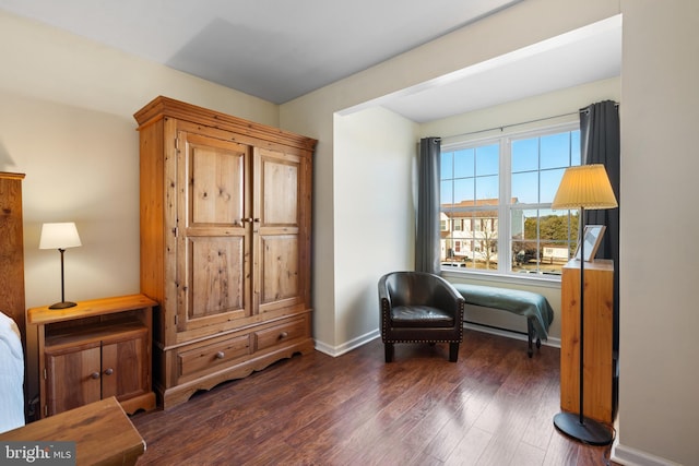 living area featuring dark hardwood / wood-style flooring