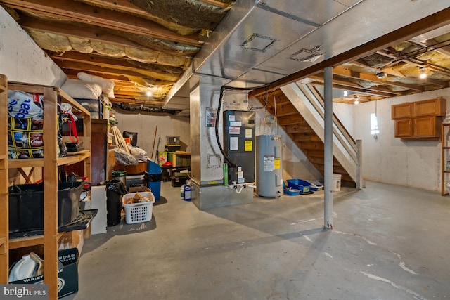 basement with electric water heater