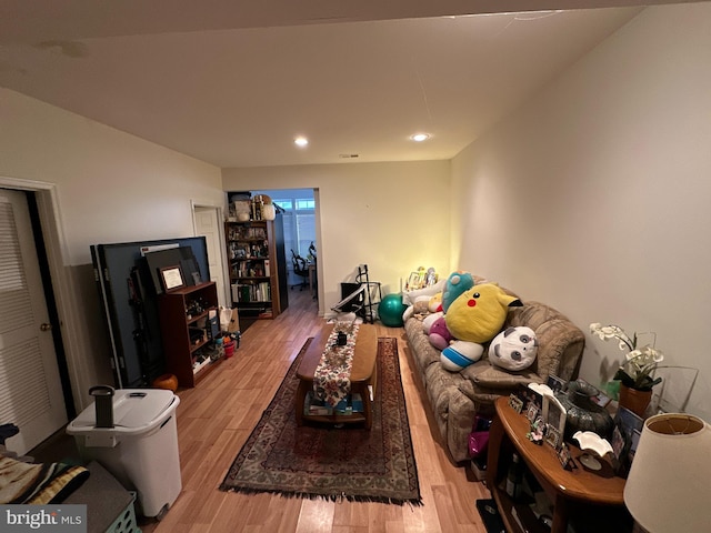 living room with hardwood / wood-style floors