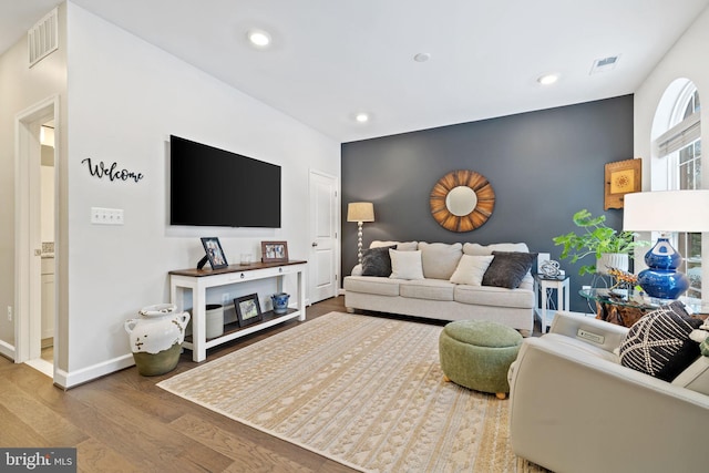 living room featuring hardwood / wood-style flooring