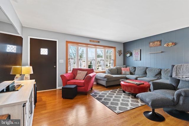 living room featuring light wood-type flooring