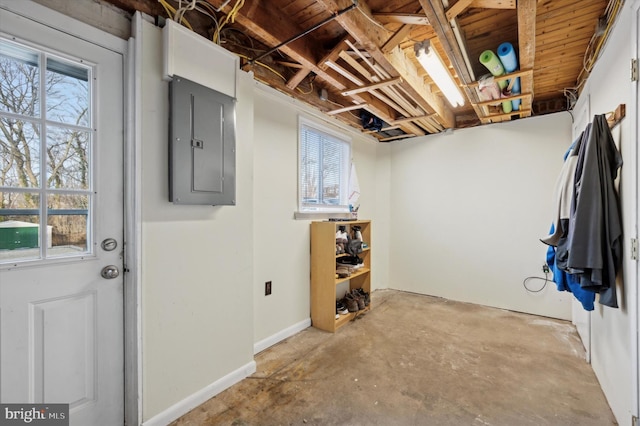 basement with electric panel