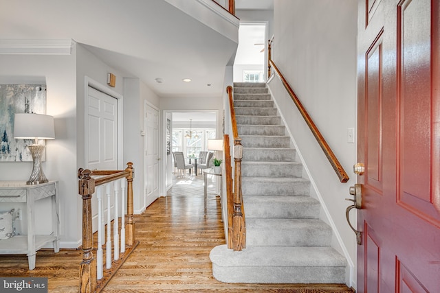 entrance foyer featuring light wood-type flooring