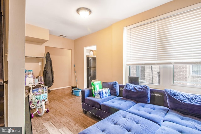 living room with hardwood / wood-style floors