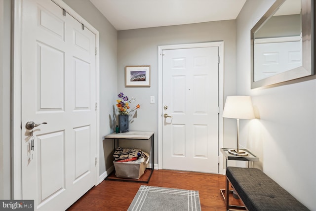 entrance foyer featuring dark hardwood / wood-style floors