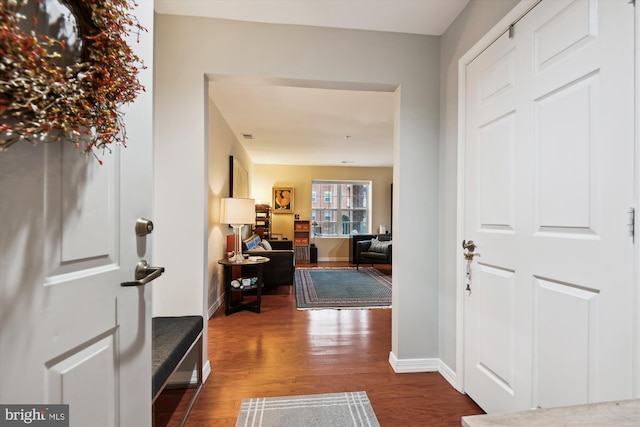 foyer entrance with wood-type flooring