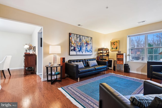 living room featuring wood-type flooring