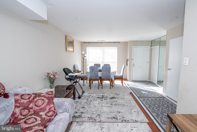 living room with wood-type flooring