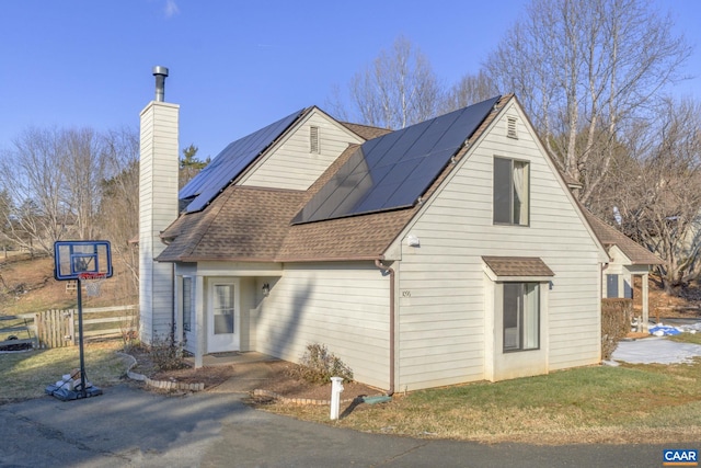 back of property with solar panels