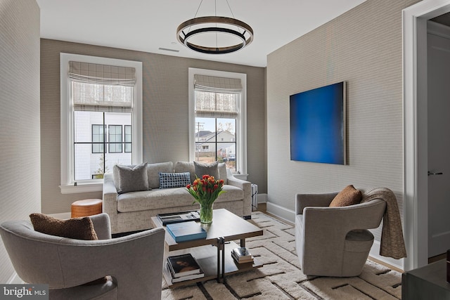 living room with plenty of natural light