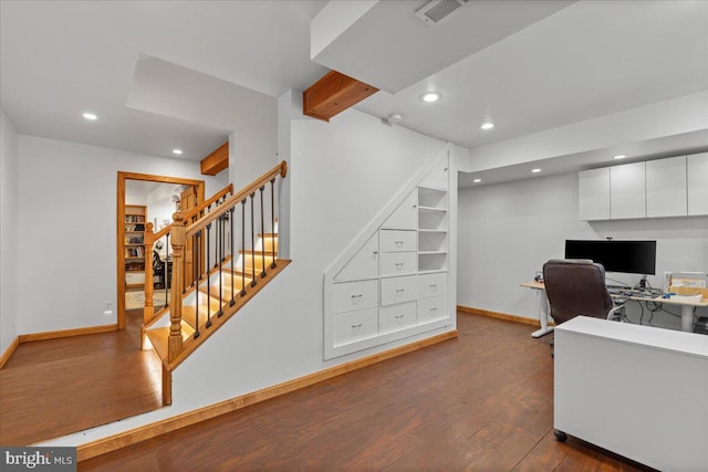 office featuring dark hardwood / wood-style flooring