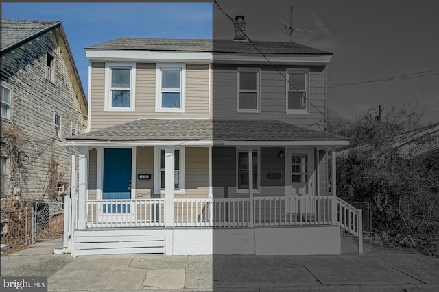 view of front of home featuring covered porch