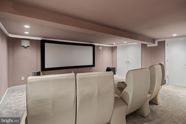 view of carpeted home theater room