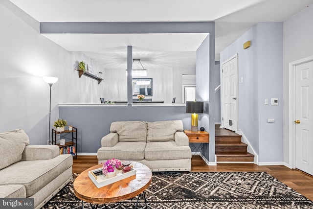 living room with hardwood / wood-style flooring