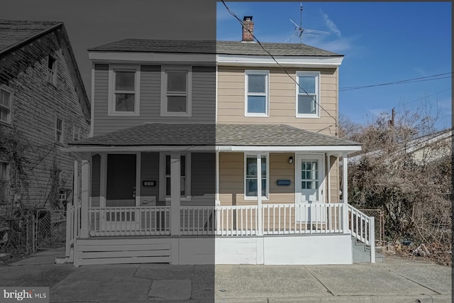 view of front of house with covered porch