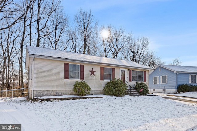 view of single story home