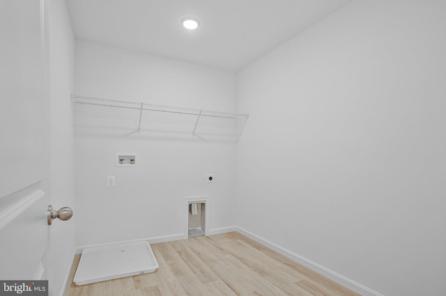 18 Aspen Dr, North East, MD 21901 - laundry area with hookup for an electric dryer, light wood finished floors, washer hookup, and baseboards