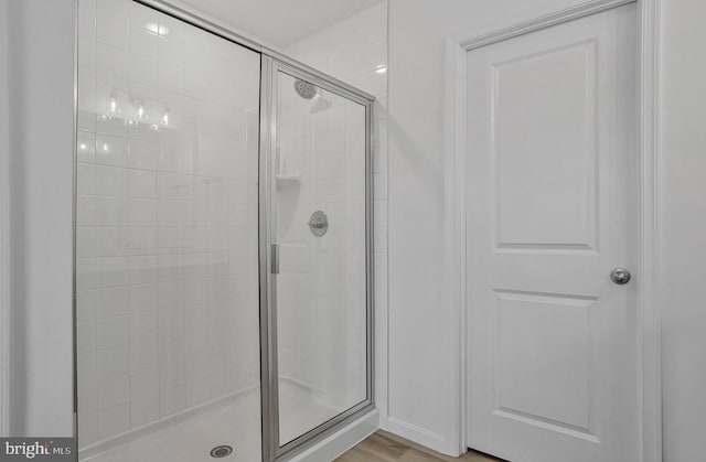18 Aspen Dr, North East, MD 21901 - bathroom with a shower stall and wood finished floors