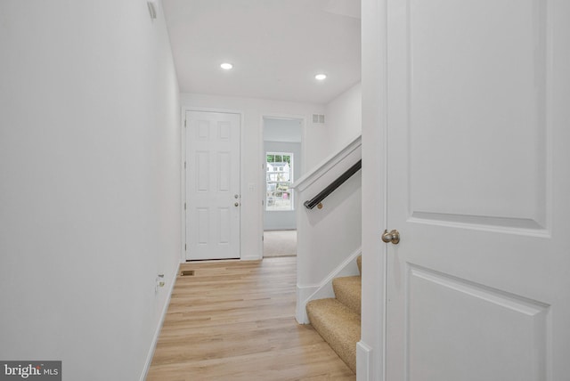18 Aspen Dr, North East, MD 21901 - entryway featuring light wood-type flooring, baseboards, stairs, and recessed lighting