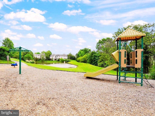 view of jungle gym featuring a yard