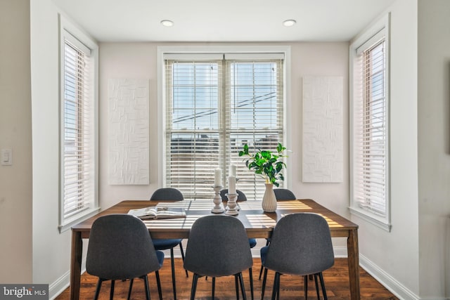 dining space featuring hardwood / wood-style floors