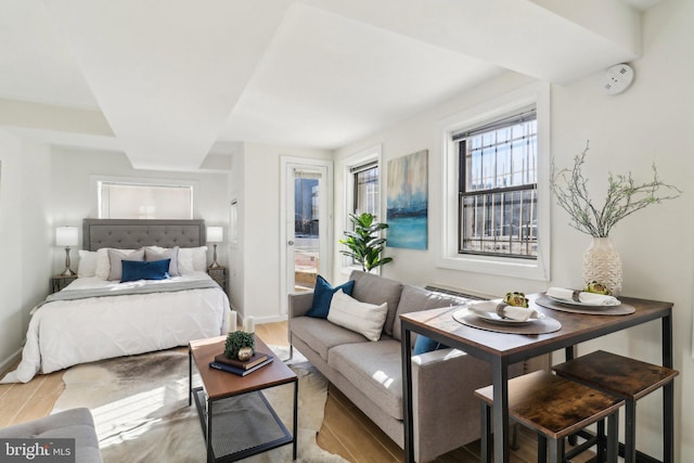 bedroom featuring light hardwood / wood-style floors