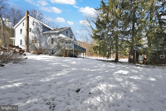 view of snow covered exterior