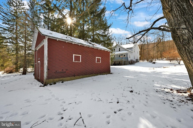 view of snow covered exterior