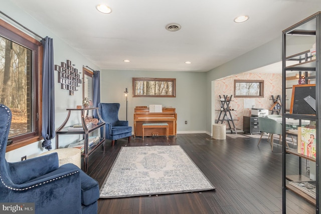 interior space featuring dark wood-type flooring and plenty of natural light