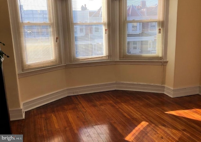 unfurnished dining area featuring dark hardwood / wood-style flooring