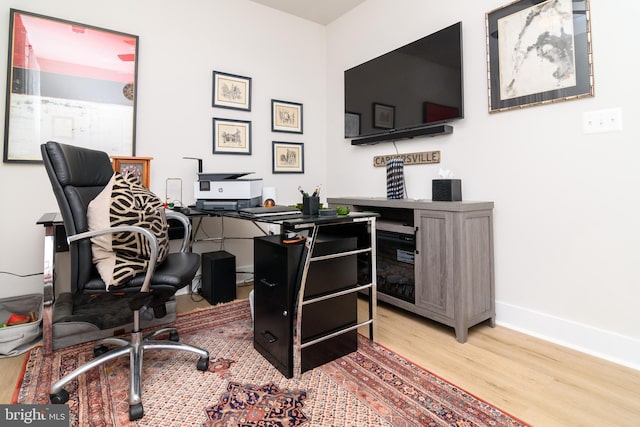 office area featuring wood-type flooring