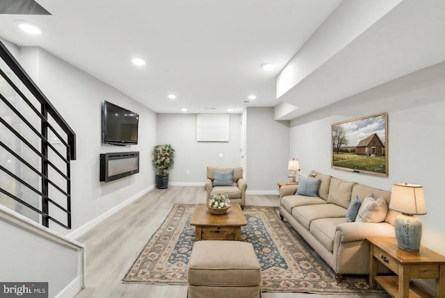 living room with light wood-type flooring