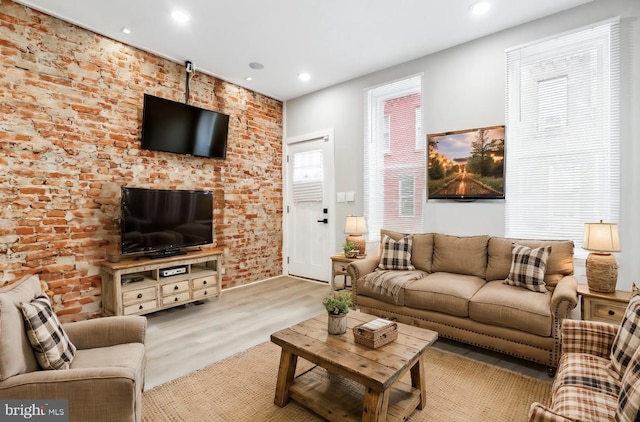 living room featuring light wood-type flooring