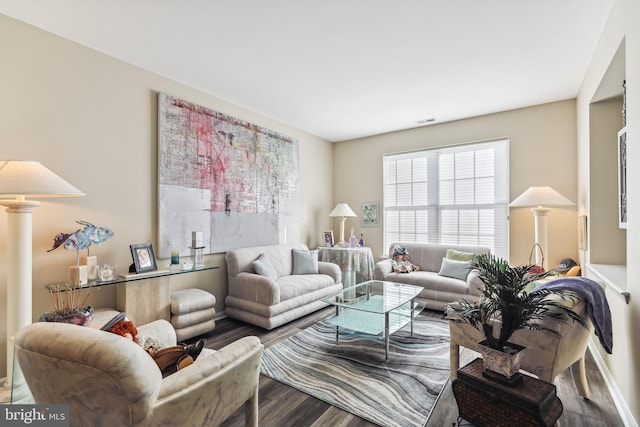 living room featuring wood-type flooring