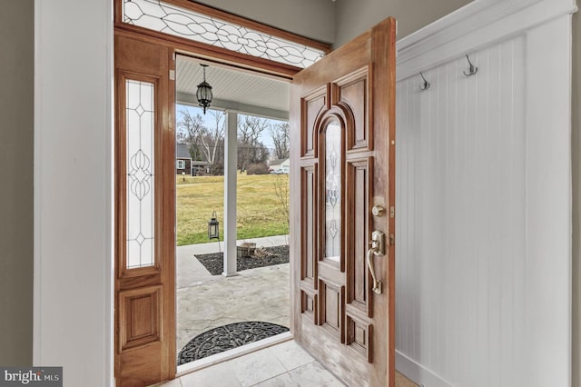 view of tiled foyer entrance