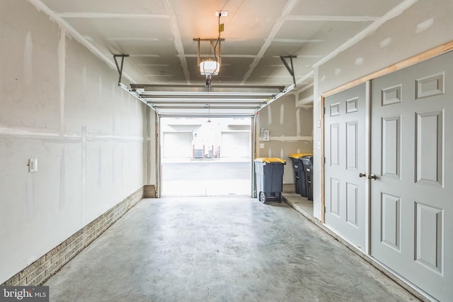 garage with a garage door opener