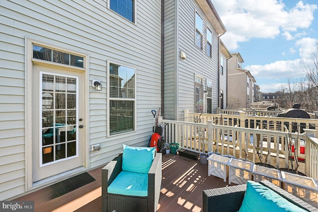 wooden balcony with a deck