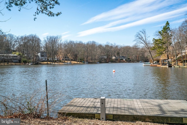 view of dock featuring a water view