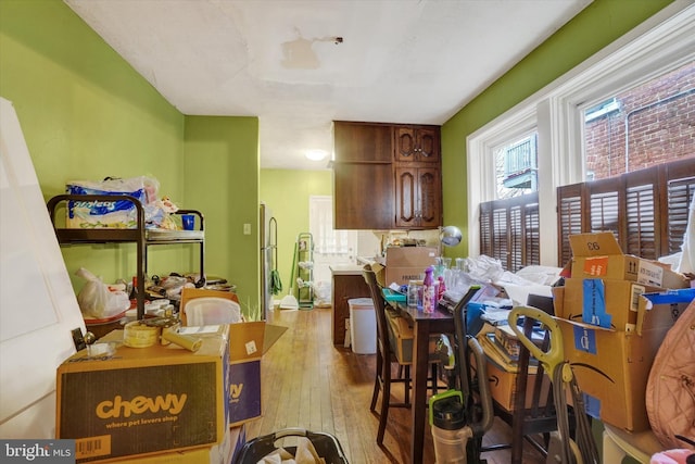 interior space with light hardwood / wood-style flooring