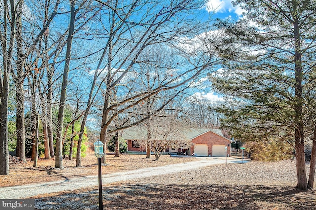 view of yard with a garage