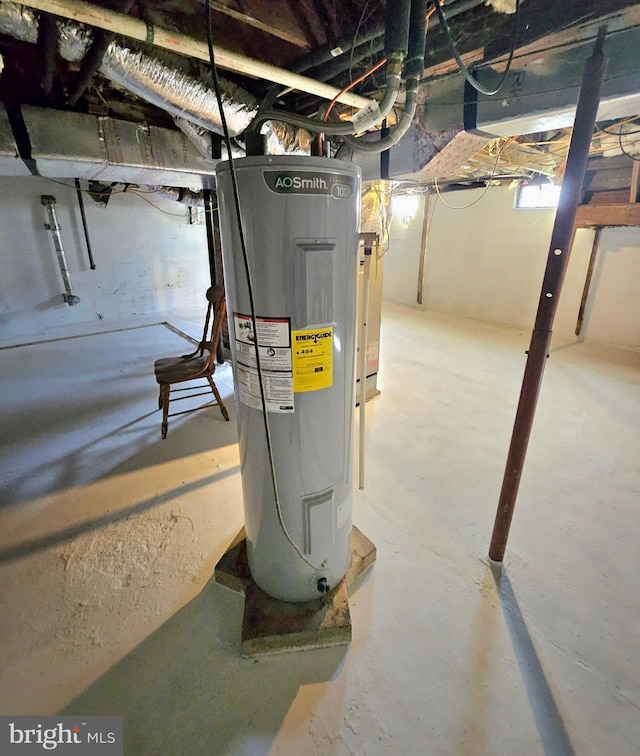 basement with electric water heater