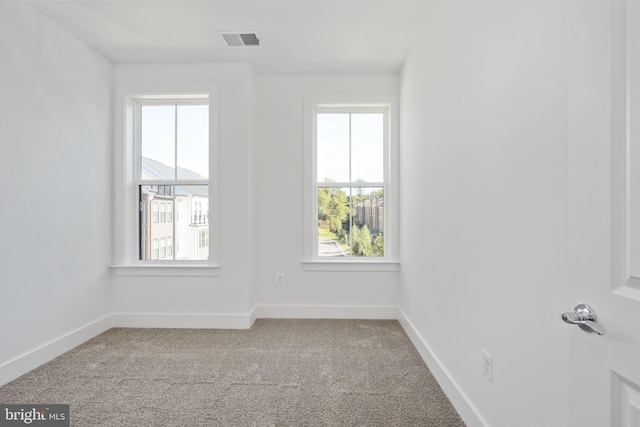 carpeted spare room featuring a wealth of natural light