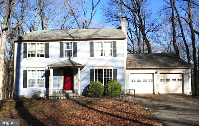 colonial house with a garage